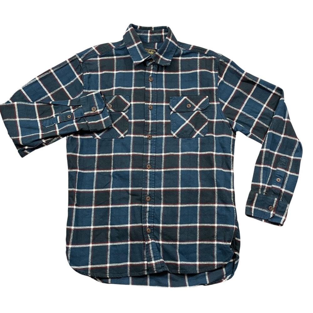 Jachs Medium Blue Plaid Medium Weight‎ Flannel Button up Long Sleeve